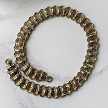Carica l'immagine nel visualizzatore di Gallery, Georgian Engraved Pinchbeck Choker Necklace. Rare Antique Floral Book Chain Studded Necklace c1820. Early Victorian Gold Choker Collar