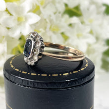 Carica l'immagine nel visualizzatore di Gallery, Antique Art Deco Paste Sapphire & Diamond Ring. 1920s 9ct Gold Rectangular Cluster Ring. Antique Cocktail/Engagement Ring, Size N-1/2 / 7 US