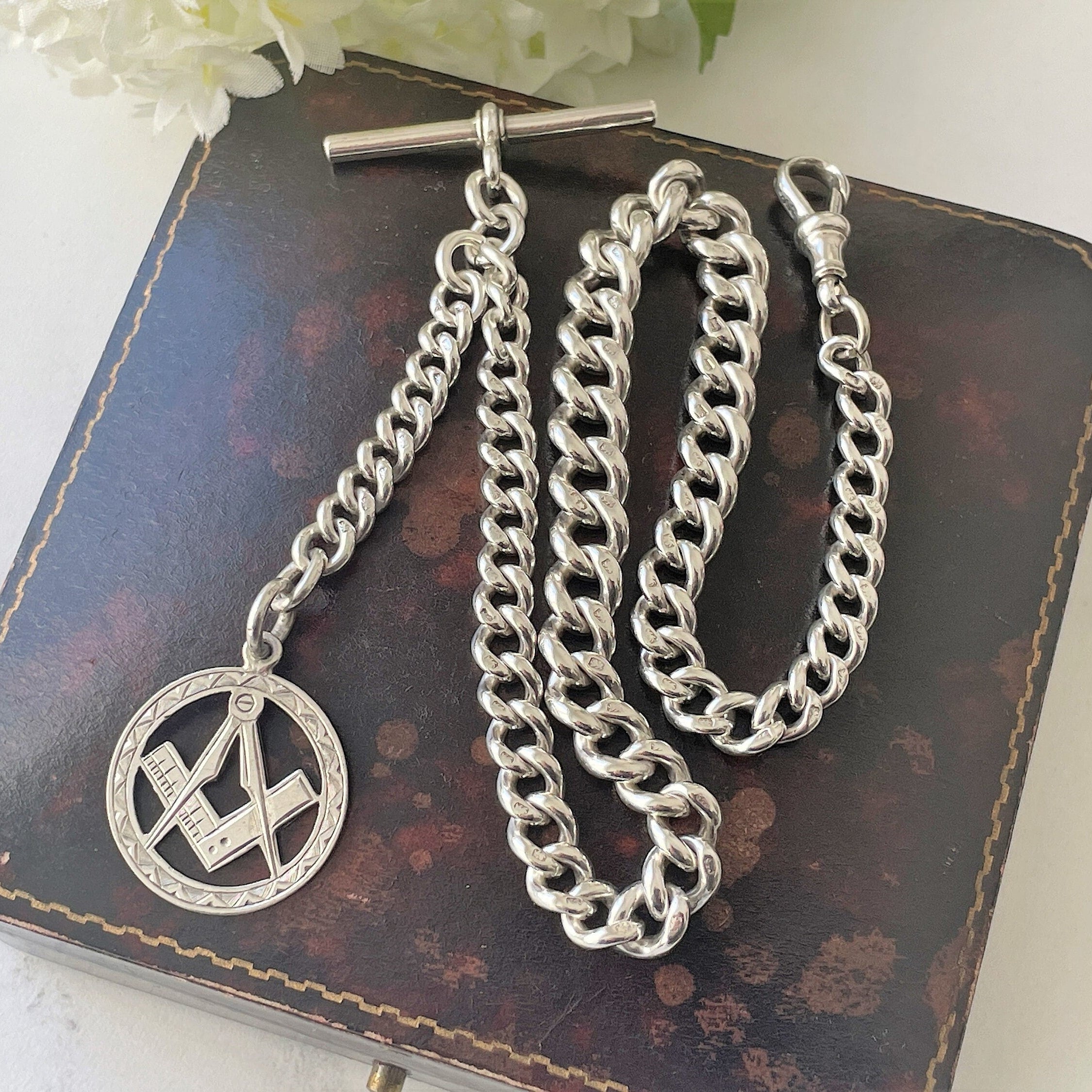 ZTA Albert Collana orologio da tasca catena gilet da uomo FOB T BAR con chiusura girevole con quattro ciondoli a forma di erba foglia, gold, Vintage ZTA Albert Collana orologio da tasca catena gilet da uomo FOB T BAR con chiusura girevole con quattro ciondoli a forma di erba foglia, gold, Vintage