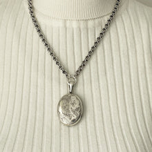 Carica l'immagine nel visualizzatore di Gallery, Victorian Sterling Silver Double Belcher Link Chain Necklace. Antique Silver Book Chain & Detachable Bolt Ring Necklace For Lockets/Pendants