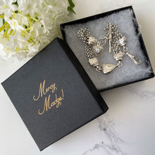 Carica l'immagine nel visualizzatore di Gallery, Victorian Sterling Silver Albertina Bracelet. Antique Etruscan Revival Fancy Link Chain Bracelet With Love Heart Charm, T-Bar & Dog-Clip