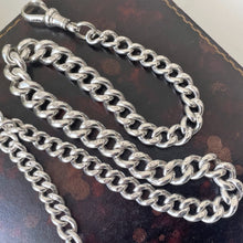 Carica l'immagine nel visualizzatore di Gallery, Victorian Sterling Silver Albert Watch Chain & 1876 Masonic Fob. Antique Pocket Watch Chain, T-Bar, Dog Clip. English Curb Chain Bracelet.