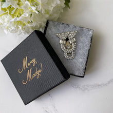 Carica l'immagine nel visualizzatore di Gallery, Art Deco Paste Diamond & Silver Dress Clip. Vintage 1930s Geometric Clip Brooch. Crystal Diamante Dress Clip. Antique Bridal Jewellery