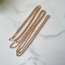 Carica l'immagine nel visualizzatore di Gallery, Antique 9ct Rose Rolled Gold 58" Long Guard Chain. Victorian Diamond Cut Belcher Chain Necklace & Dog Clip. Muff/Chatelaine/Sautoir Chain