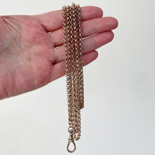 Carica l'immagine nel visualizzatore di Gallery, Antique 9ct Rose Rolled Gold 58" Long Guard Chain. Victorian Diamond Cut Belcher Chain Necklace & Dog Clip. Muff/Chatelaine/Sautoir Chain