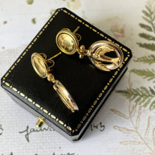 Carica l'immagine nel visualizzatore di Gallery, Vintage 18ct Yellow Gold Swallow Earrings. Victorian Revival Gold Drop Earrings. Love Token Earrings. Uno A Terre, Italy 18K Gold Earrings