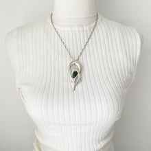 Cargar imagen en el visor de la galería, Vintage 1960s Large Modernist Silver Pendant, Erika Hult de Corral (RIC), Taxco, Mexico. Chalcedony & Sterling Biomorphic Designer Pendant