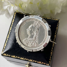 Load image into Gallery viewer, Queen Victoria Jubilee Head Silver Shilling Coin Brooch
