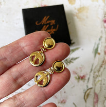 Carica l'immagine nel visualizzatore di Gallery, Vintage 18ct Yellow Gold Swallow Earrings. Victorian Revival Gold Drop Earrings. Love Token Earrings. Uno A Terre, Italy 18K Gold Earrings