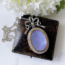 Carica l'immagine nel visualizzatore di Gallery, Antique Silver & 9ct Gold French Paste Sévigné Bow Locket. Superb Edwardian Hand-Cut Paste Diamond Pendant Necklace With Sevigne Brooch Top
