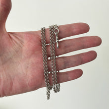 Carica l'immagine nel visualizzatore di Gallery, Victorian Sterling Silver Long-Guard Belcher Chain. Antique 40" Guard Chain With Dog-Clip. Victorian Silver Muff Chain/Sautoir Necklace