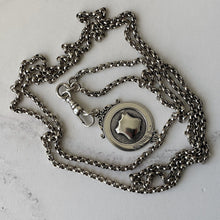Carica l'immagine nel visualizzatore di Gallery, Victorian Sterling Silver Long-Guard Belcher Chain. Antique 40" Guard Chain With Dog-Clip. Victorian Silver Muff Chain/Sautoir Necklace