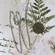 Cargar imagen en el visor de la galería, Victorian Silver Doxology & Prayer Pendant Necklace. Antique Sterling Silver Lord's Prayer and Hymn Chant Minimalist Charm/Pendant On Chain.