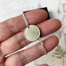 Cargar imagen en el visor de la galería, Victorian Silver Doxology & Prayer Pendant Necklace. Antique Sterling Silver Lord's Prayer and Hymn Chant Minimalist Charm/Pendant On Chain.