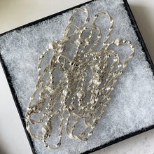 Carica l'immagine nel visualizzatore di Gallery, Vintage Sterling Silver Fancy Link Long Chain With Swivel Clip. Silver Guard Chain. Bead Chain Sautoir Necklace. 48" Long Layering Chain.