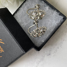 Carica l'immagine nel visualizzatore di Gallery, Vintage Sterling Silver Clear Crystal Daisy Earrings. 1940s Screw Back Silver Filigree Earrings. Antique Paste Diamanté Cluster Earrings