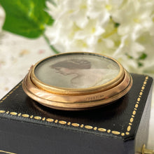 Load image into Gallery viewer, Edwardian Rolled Gold Picture Pendant Locket. Antique Rose Gold 2 Portrait Locket On Chain. Edwardian Lady &amp; Baby Hand Tinted Photo Pendant
