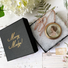 Carica l'immagine nel visualizzatore di Gallery, Edwardian Rolled Gold Picture Pendant Locket. Antique Rose Gold 2 Portrait Locket On Chain. Edwardian Lady & Baby Hand Tinted Photo Pendant