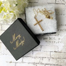 Carica l'immagine nel visualizzatore di Gallery, Antique 9ct Rolled Gold Faceted Cross Pendant. Victorian/Edwardian Diamond Cut Yellow Gold Cross & Anchor Chain