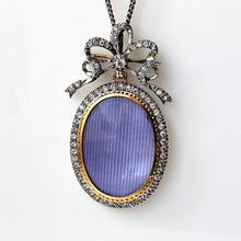 Carica l'immagine nel visualizzatore di Gallery, Antique Silver & 9ct Gold French Paste Sévigné Bow Locket. Superb Edwardian Hand-Cut Paste Diamond Pendant Necklace With Sevigne Brooch Top