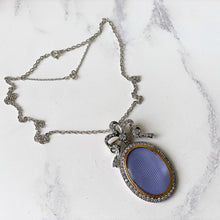 Carica l'immagine nel visualizzatore di Gallery, Antique Silver & 9ct Gold French Paste Sévigné Bow Locket. Superb Edwardian Hand-Cut Paste Diamond Pendant Necklace With Sevigne Brooch Top