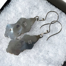 Carica l'immagine nel visualizzatore di Gallery, Vintage Victorian Style Silver & 22ct Gold Opal Earrings. Etruscan Revival Large Pendant Drop Earrings. Deep Blue Black Opal Hook Earrings