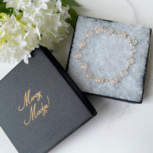 Cargar imagen en el visor de la galería, Vintage Sterling Silver & Rose Quartz Bracelet. Bezel Set Pink Gemstone Chain Bracelet. Love Token Amulet. Healing Crystal Bracelet.