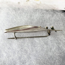 Carica l'immagine nel visualizzatore di Gallery, Antique English Silver & Enamel Lily of the Valley Brooch. Edwardian/Art Deco Figural Lapel/Cravat/Stock Pin. Antique Silver Novelty Brooch