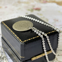 Cargar imagen en el visor de la galería, Victorian Silver Doxology & Prayer Pendant Necklace. Antique Sterling Silver Lord's Prayer and Hymn Chant Minimalist Charm/Pendant On Chain.