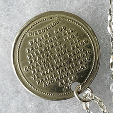 Cargar imagen en el visor de la galería, Victorian Silver Doxology & Prayer Pendant Necklace. Antique Sterling Silver Lord's Prayer and Hymn Chant Minimalist Charm/Pendant On Chain.