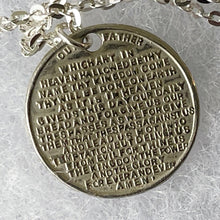 Cargar imagen en el visor de la galería, Victorian Silver Doxology & Prayer Pendant Necklace. Antique Sterling Silver Lord's Prayer and Hymn Chant Minimalist Charm/Pendant On Chain.