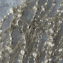 Carica l'immagine nel visualizzatore di Gallery, Vintage Sterling Silver Fancy Link Long Chain With Swivel Clip. Silver Guard Chain. Bead Chain Sautoir Necklace. 48" Long Layering Chain.