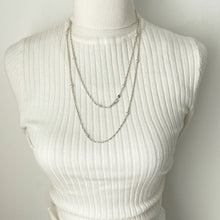 Carica l'immagine nel visualizzatore di Gallery, Vintage Sterling Silver Fancy Link Long Chain With Swivel Clip. Silver Guard Chain. Bead Chain Sautoir Necklace. 48" Long Layering Chain.