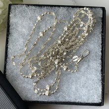 Carica l'immagine nel visualizzatore di Gallery, Vintage Sterling Silver Fancy Link Long Chain With Swivel Clip. Silver Guard Chain. Bead Chain Sautoir Necklace. 48" Long Layering Chain.