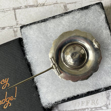 Carica l'immagine nel visualizzatore di Gallery, Victorian Scottish Citrine Silver Thistle Brooch. Antique Sterling Silver Cairngorm Gemstone Disc Brooch. Lemon Citrine Plaid/Tartan Brooch