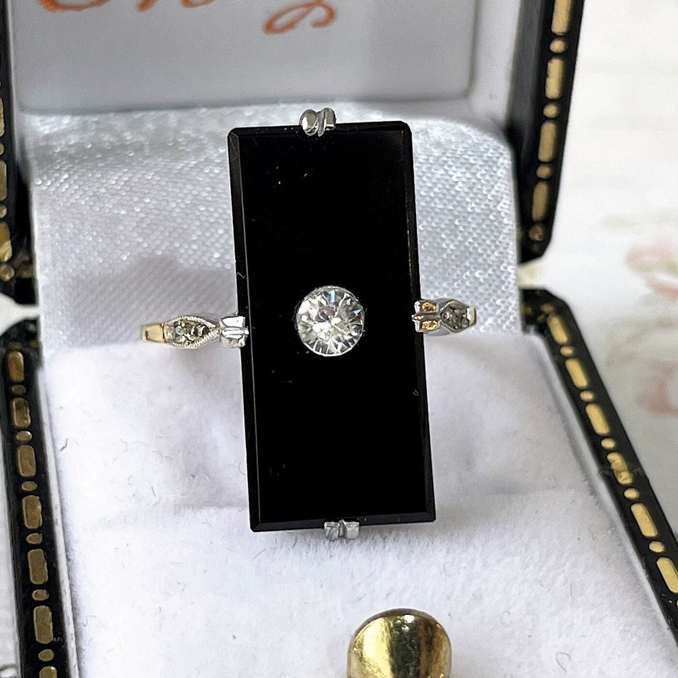アンティーク アールデコ 9ct ゴールド ホワイト ジルコン &amp 