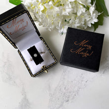 Carica l'immagine nel visualizzatore di Gallery, Antique Art Deco 9ct Gold White Zircon & Onyx Ring. 1920s Rectangular Black Gemstone Cocktail Ring. UK Size M-1/2, US Size 6-1/2