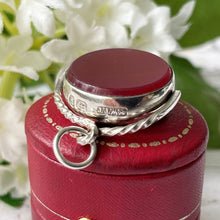Carica l'immagine nel visualizzatore di Gallery, Antique 1889 Silver Scottish Hardstone Spinner Pendant Fob. Victorian Bloodstone & Carnelian Pocket Watch Chain Fob/Necklace Pendant.
