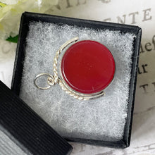 Carica l'immagine nel visualizzatore di Gallery, Antique 1889 Silver Scottish Hardstone Spinner Pendant Fob. Victorian Bloodstone & Carnelian Pocket Watch Chain Fob/Necklace Pendant.