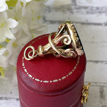 Carica l'immagine nel visualizzatore di Gallery, Vintage 9ct Gold & Chrysoprase Victorian Revival Pendant. Scottish Green Chalcedony Fob Seal Pendant. Gold Charm Pendant, 1962 Hallmarks