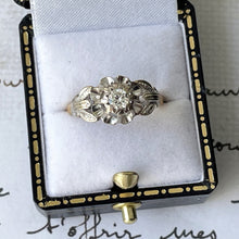 Load image into Gallery viewer, Vintage 18ct Gold Diamond Solitaire Buttercup Ring. Star Set 0.25ct Diamond Flower Ring. 1970s Retro Statement Cocktail/Engagement Ring
