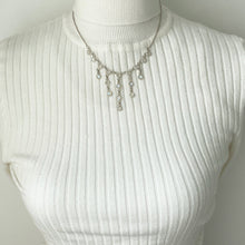 Carica l'immagine nel visualizzatore di Gallery, Vintage Silver Moonstone Necklace. Antique Edwardian Style 4.50ct Moonstone Fringe Necklace. Sterling Silver Moonstone Drop Festoon Necklace