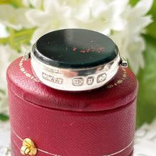 Carica l'immagine nel visualizzatore di Gallery, Antique 1889 Silver Scottish Hardstone Spinner Pendant Fob. Victorian Bloodstone & Carnelian Pocket Watch Chain Fob/Necklace Pendant.