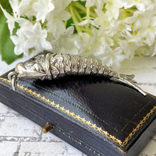 Carica l'immagine nel visualizzatore di Gallery, Antique Victorian Silver & Ruby Articulated Fish Pendant. Aesthetic Era Jewelled Fish Pendant/Watch Fob. Large Silver Novelty Fob Pendant