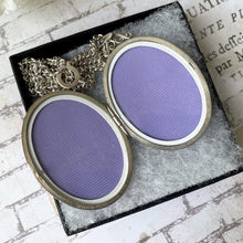 Carica l'immagine nel visualizzatore di Gallery, Vintage Sterling Silver Huge Statement Oval Locket Pendant Necklace, 1976 Hallmarks. Ornate Art Nouveau Style Floral Engraved Locket & Chain