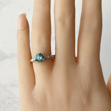 Carica l'immagine nel visualizzatore di Gallery, Antique Art Deco Blue Zircon Platinum & Gold Ring. Antique 0.85 Carat Zircon Solitaire Engagement Ring. 1920s Art Deco Cocktail Ring.
