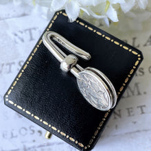 Carica l'immagine nel visualizzatore di Gallery, Antique Victorian Engraved Silver Napkin Clip. Mens Shirt/Tie Hook Napkin Holder. Silver Formal Suit Accessory, Wedding Groom Gift For Him