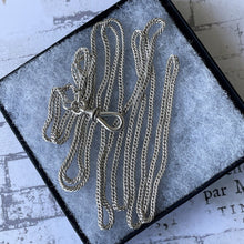 Carica l'immagine nel visualizzatore di Gallery, Georgian Sterling Silver Muff Chain With Threaded Screw Swivel Clip. Antique 40" Long Guard Chain Necklace. Antique Silver Sautoir Necklace