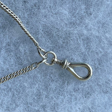 Carica l'immagine nel visualizzatore di Gallery, Georgian Sterling Silver Muff Chain With Threaded Screw Swivel Clip. Antique 40" Long Guard Chain Necklace. Antique Silver Sautoir Necklace