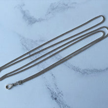 Carica l'immagine nel visualizzatore di Gallery, Georgian Sterling Silver Muff Chain With Threaded Screw Swivel Clip. Antique 40" Long Guard Chain Necklace. Antique Silver Sautoir Necklace